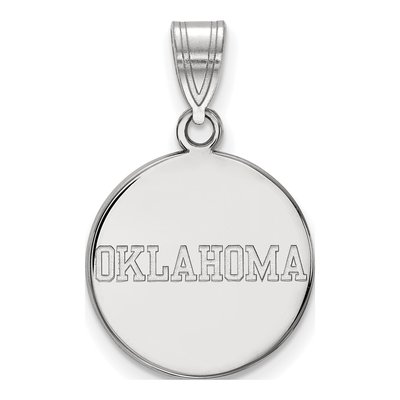 University of Oklahoma 10K White Gold Medium Disc Pendant