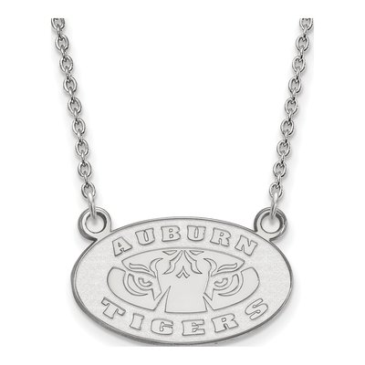Auburn University 10K White Gold Small Tigers Necklace