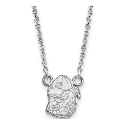 University of Georgia 10K White Gold Bulldog Small Necklace
