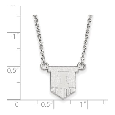 University of Illinois 10K White Gold Victory Badge Small Necklace – view 2
