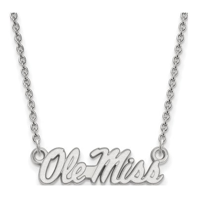 University of Mississippi 10K White Gold Ole Miss Small Necklace