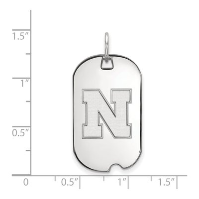 University of Nebraska 10K White Gold Small Dog Tag Letter N Pendant – view 2