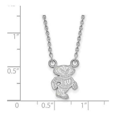 University of Wisconsin 10K White Gold Badger Small Necklace – view 2