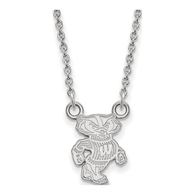 University of Wisconsin 10K White Gold Badger Small Necklace