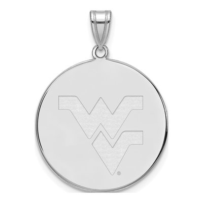West Virginia University 10K White Gold Extra Large Disc Pendant