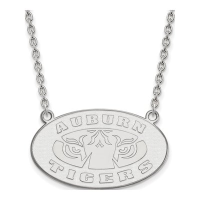 Auburn University 10K White Gold Large Tigers Pendant Necklace