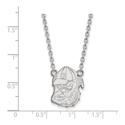 University of Georgia 10K White Gold Bulldog Large Necklace – view 2