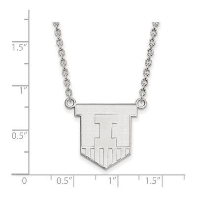 University of Illinois 10K White Gold Victory Badge Large Necklace – view 2