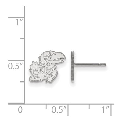 University of Kansas 10K White Gold Jayhawk Extra Small Stud Earrings – view 2