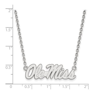 University of Mississippi 10K White Gold Ole Miss Large Necklace – view 2