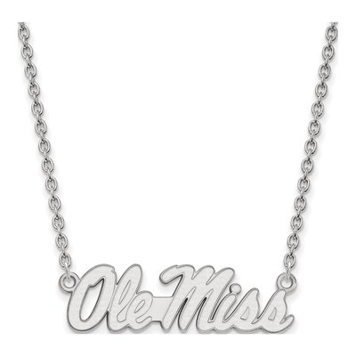 University of Mississippi 10K White Gold Ole Miss Large Necklace