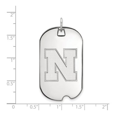 University of Nebraska 10K White Gold Large Cornhuskers Dog Tag Letter N Pendant – view 2