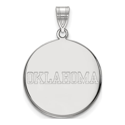 University of Oklahoma 10K White Gold Large Disc Pendant