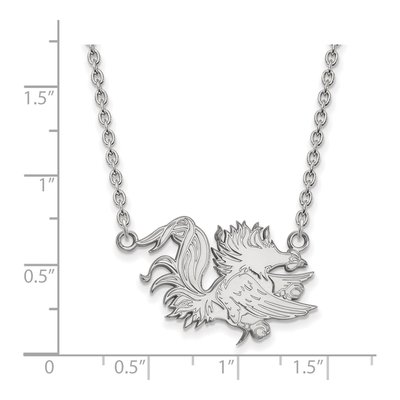 University of South Carolina 10K White Gold Gamecock Large Necklace – view 2