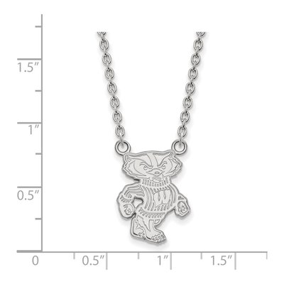 University of Wisconsin 10K White Gold Large Badgers Pendant Necklace – view 2