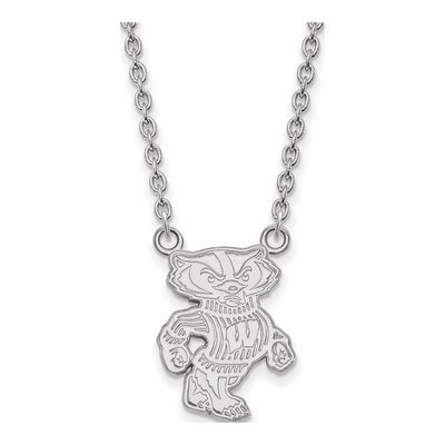 University of Wisconsin 10K White Gold Large Badgers Pendant Necklace
