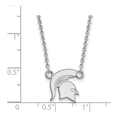 Michigan State University 10K White Gold Spartan Small Necklace – view 2