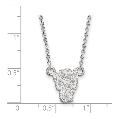 North Carolina State University 10K White Gold Wolf Small Necklace – view 2