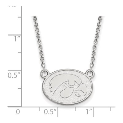 University of Iowa 10K White Gold Hawk Small Oval Necklace – view 2