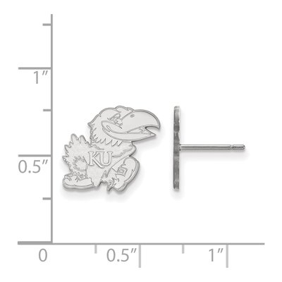 University of Kansas 10K White Gold Jayhawk Small Stud Earrings – view 2