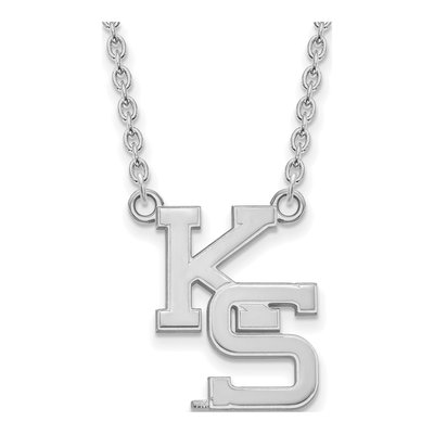 Kansas State University 10K White Gold K-S Large Necklace