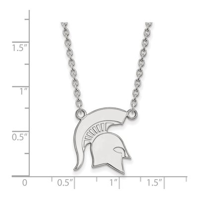 Michigan State University 10K White Gold Spartan Large Necklace – view 2