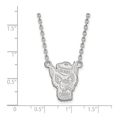 North Carolina State University 10K White Gold Wolf Large Necklace – view 2