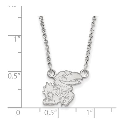 University of Kansas 10K White Gold Jayhawk Small Necklace – view 2