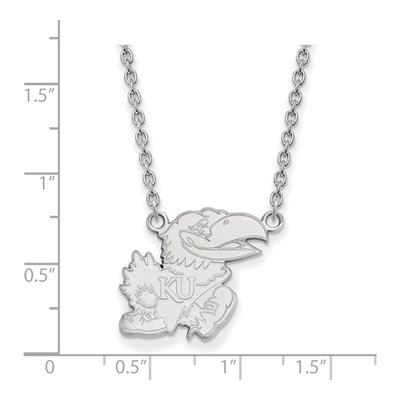 University of Kansas 10K White Gold Jayhawk Large Necklace – view 2