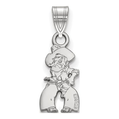 Oklahoma State University 10K White Gold Cowboy Small Pendant