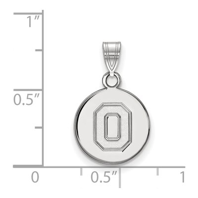 10K White Gold Logoart The Ohio State University Letter O Small Disc Pendant – view 2