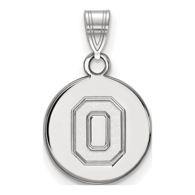 Ohio State University 10K White Gold Small Disc Letter O Pendant