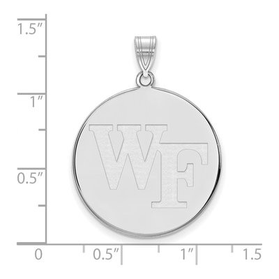 Wake Forest University 10K White Gold W-F Extra Large Disc Pendant – view 2