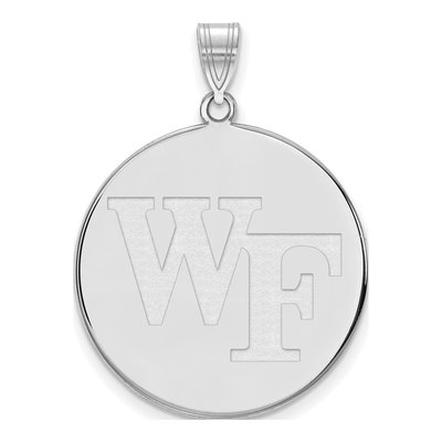 Wake Forest University 10K White Gold W-F Extra Large Disc Pendant