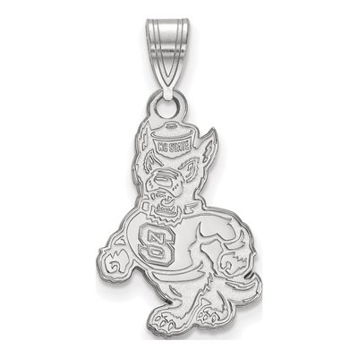 North Carolina State University 10K White Gold Wolf Large Pendant