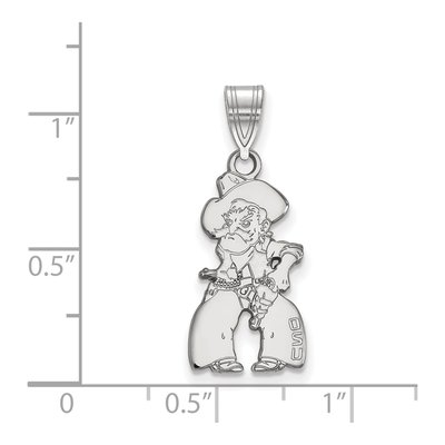 Oklahoma State University 10K White Gold Cowboy Large Pendant – view 2
