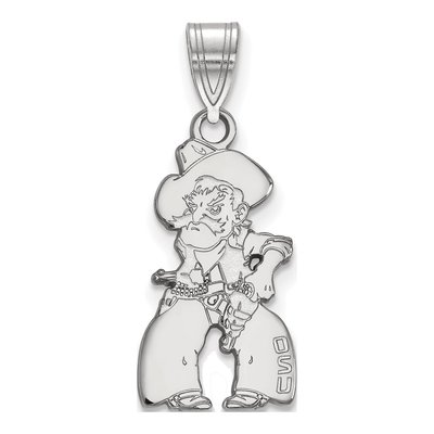 Oklahoma State University 10K White Gold Cowboy Large Pendant
