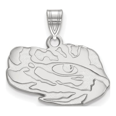 Louisiana State University 10K White Gold Tiger Eye Small Pendant