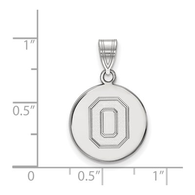 Ohio State University 10K White Gold Medium Disc Letter O Pendant – view 2