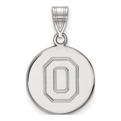 Ohio State University 10K White Gold Medium Disc Letter O Pendant