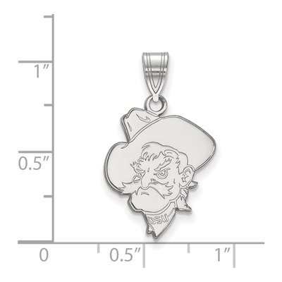 Oklahoma State University 10K White Gold Cowboy Large Pendant – view 2