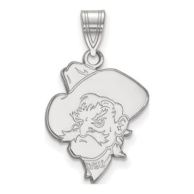 Oklahoma State University 10K White Gold Cowboy Large Pendant