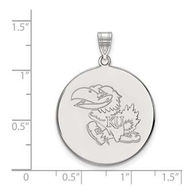 University of Kansas 10K White Gold Extra Large Jayhawk Disc Pendant – view 2