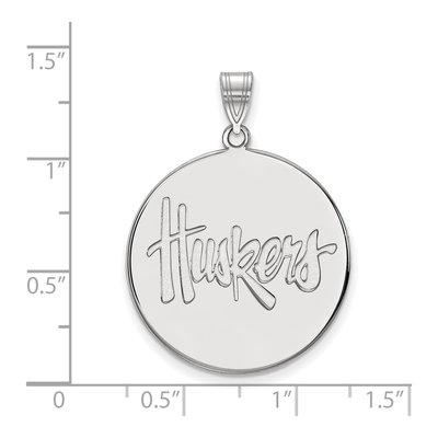 University of Nebraska 10K White Gold Huskers Extra Large Disc Pendant – view 2