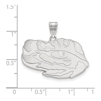 Louisiana State University 10K White Gold Tiger Eye Large Pendant – view 2
