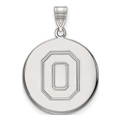 Ohio State University 10K White Gold Large Disc Letter O Pendant