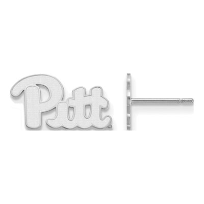 University of Pittsburgh 10K White Gold Extra Small Earrings