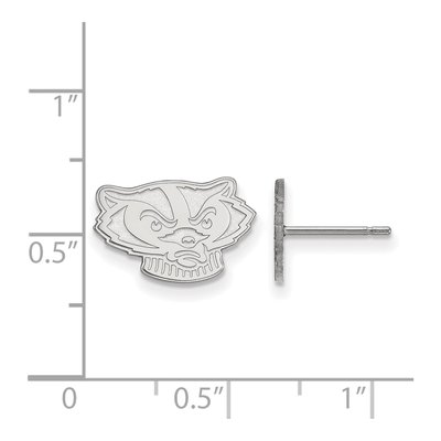University of Wisconsin 10K White Gold Badger Extra Small Earrings – view 2