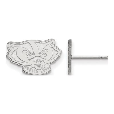 University of Wisconsin 10K White Gold Badger Extra Small Earrings