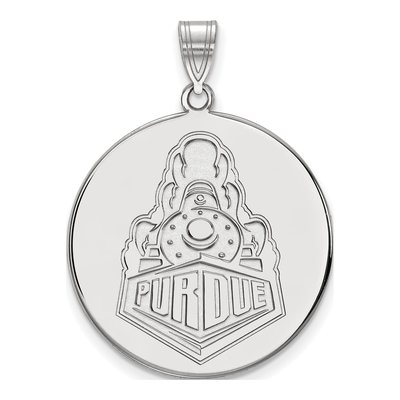 Purdue University 10K White Gold Boilermakers Train Extra Large Disc Pendant